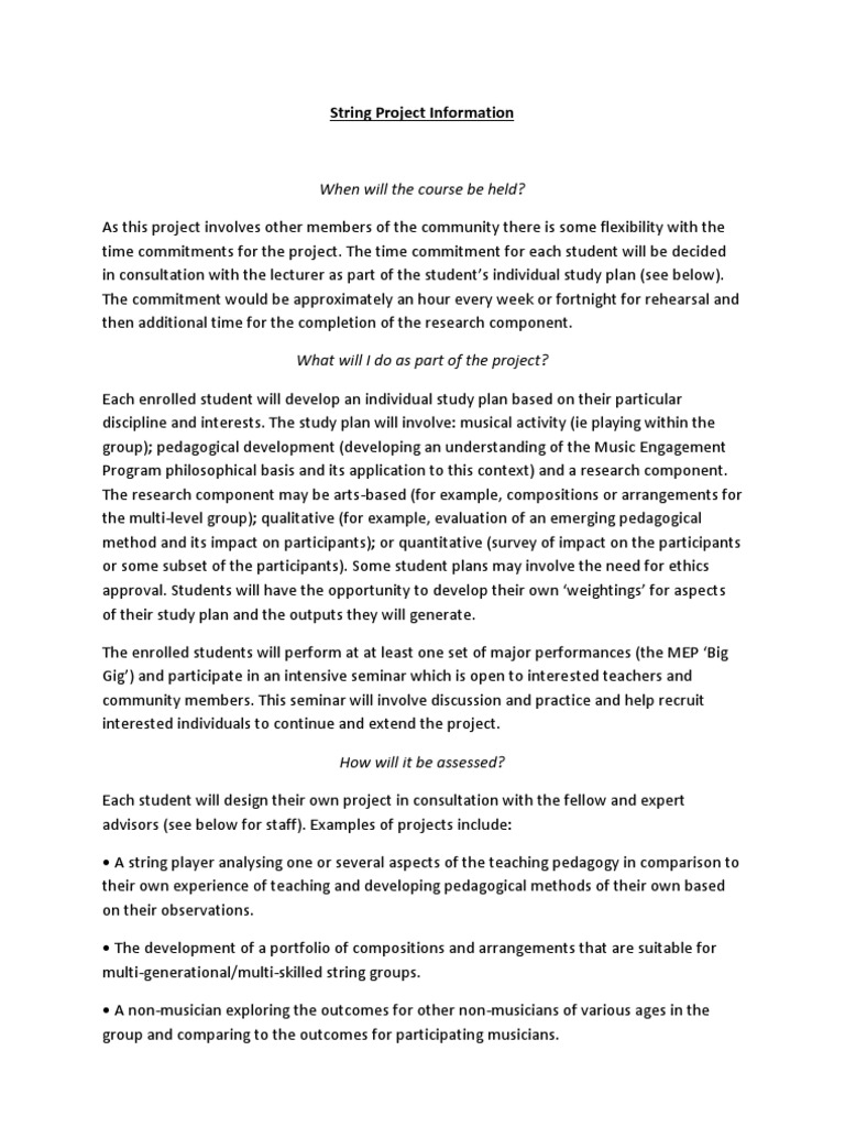 String Project Course Details and Assessment | PDF | Pedagogy ...