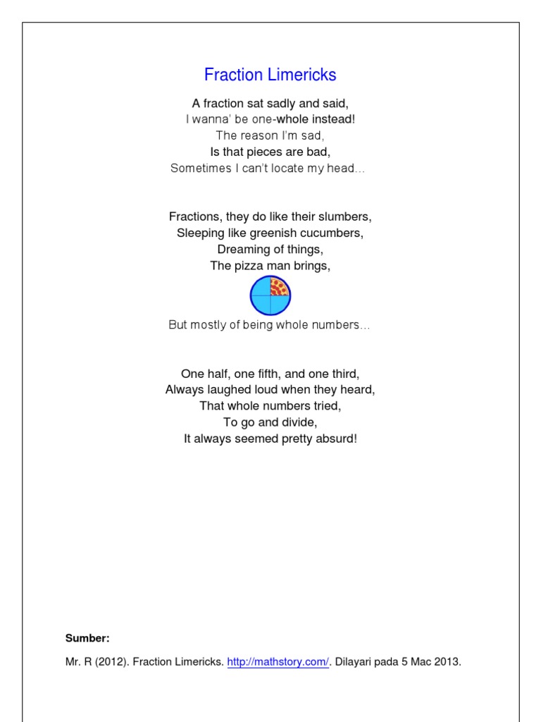 Fraction Limericks for Kids | PDF
