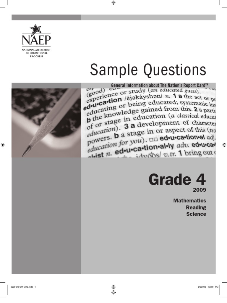 Sample Questions Grade 4 PDF National Assessment Of Educational