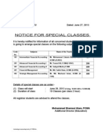 Notice For Special Classes: Mohammad Shamsul Alam, FCMA