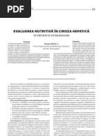 EVALUAREA NUTRITIVĂ ÎN CIROZA HEPATICĂ