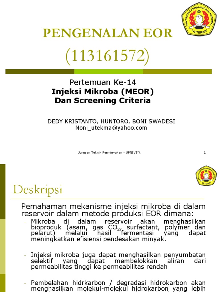 Injeksi Mikroba dalam EOR: MEOR dan Kriteria | PDF