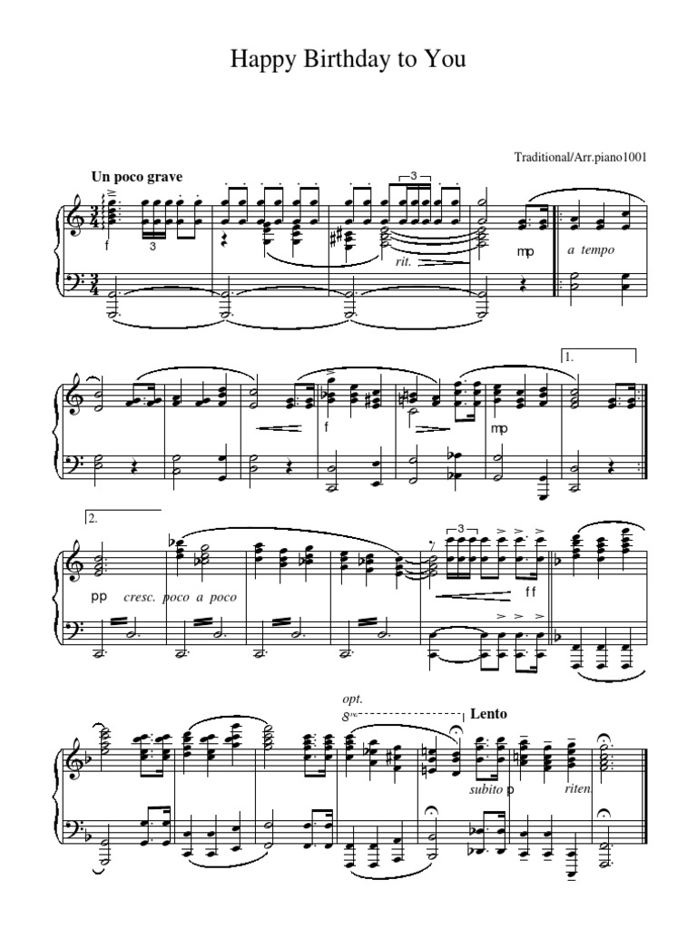 Happy Birthday Partituras Piano