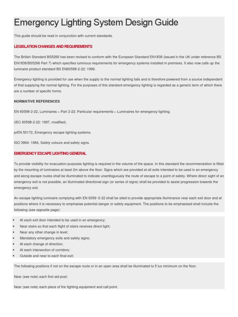 Emergency Lighting System Design Guide Lighting Building Engineering