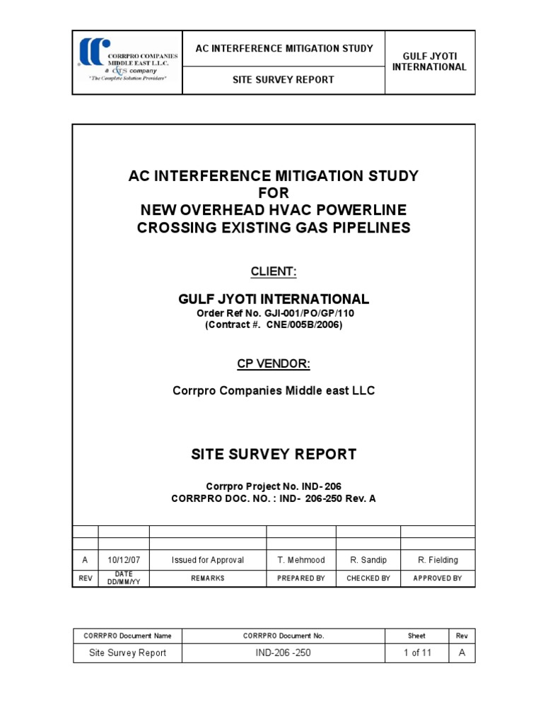Assessment of AC Interference and Recommendations for Mitigation on Gas ...