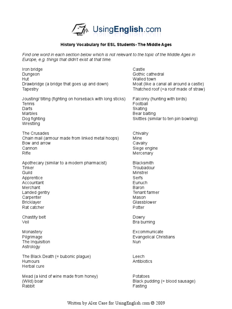 Historical terminology examples image