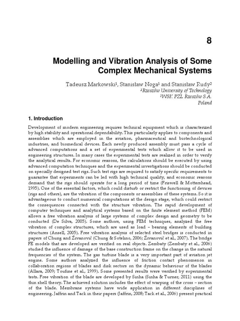 InTech-Modelling and Vibration Analysis of Some Complex Mechanical ...