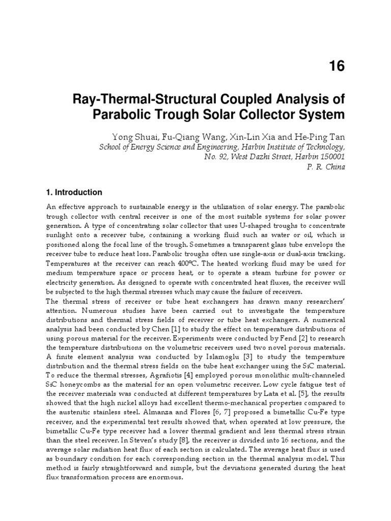 Structural Coupled Analysis of Parabolic Trough Solar Collector System ...