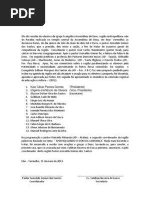 Modelo De Ata De Assembleia Geral Extraordinaria - Vários Modelos