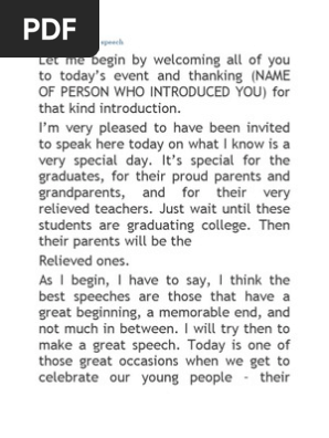 Guest Speaker Speech