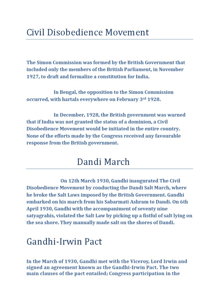 Overview of the Civil Disobedience Movement | PDF