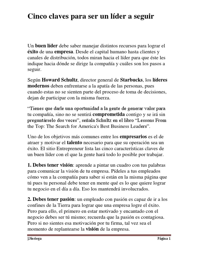 Cinco claves para un liderazgo efectivo | PDF | Toma de decisiones ...