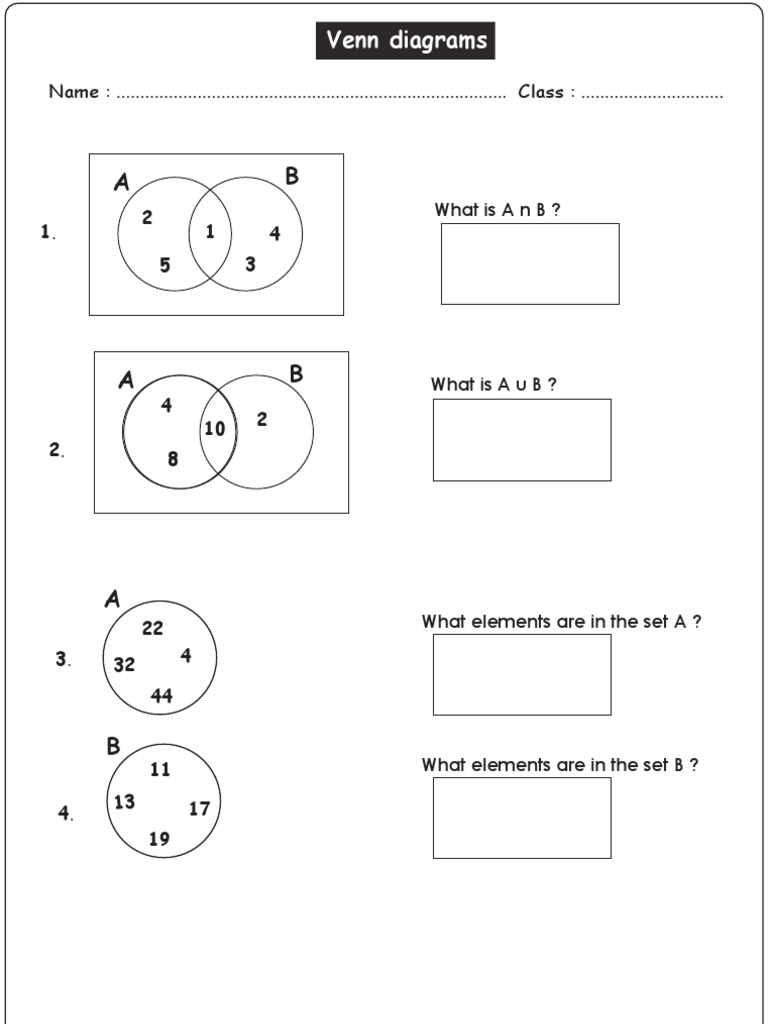 Venn Diagram Exercises and Solutions | PDF | Infographics | Conceptual ...