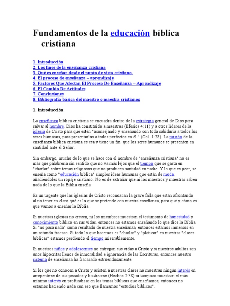 Fundamentos de la Educación Bíblica | PDF | Cristo (título) | Bautismo