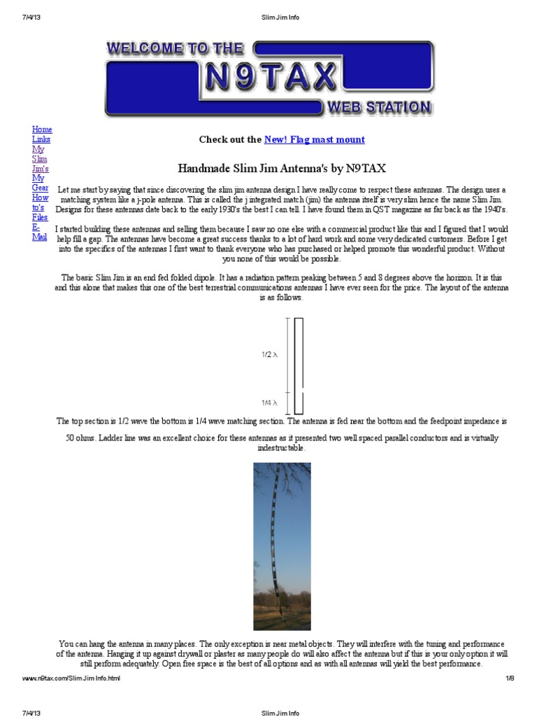 Handmade Slim Jim Antenna's by N9TAX Antenna (Radio) Electrical