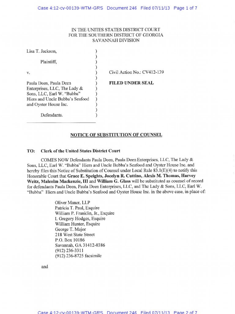 Notice Substitution of Counsel