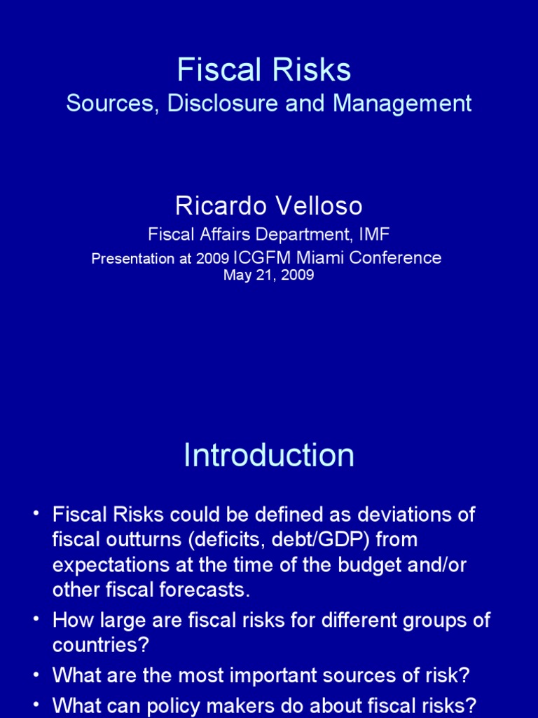 Fiscal Risks: Sources, Disclosure and Managemen | PDF | Fiscal Policy ...