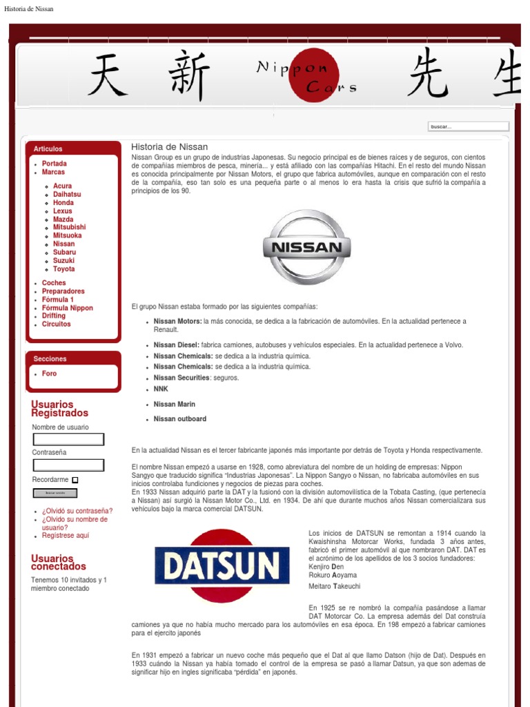Historia De Nissan Pdf Nissan Industria Del Vehículo