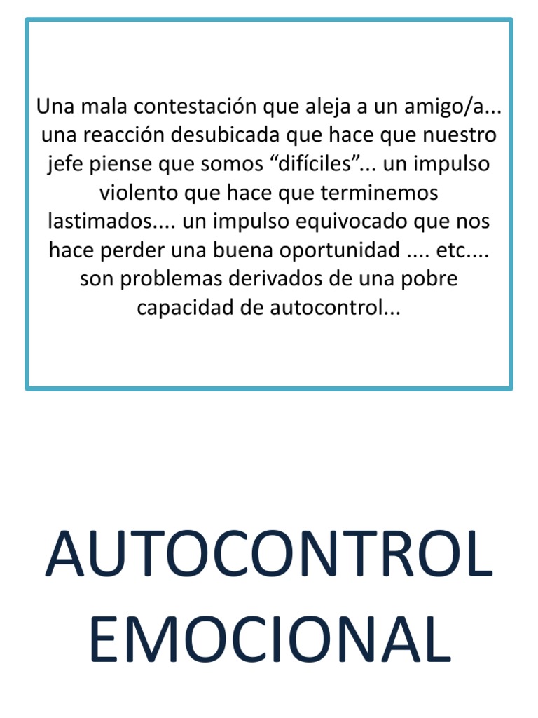 Autocontrol Emocional | PDF | Ira | Las emociones