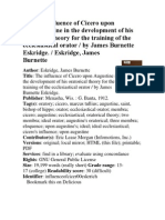 The Influence of Cicero Upon Augustine in The Development of His Oratorical Theory For The Training of The Ecclesiastical Orator