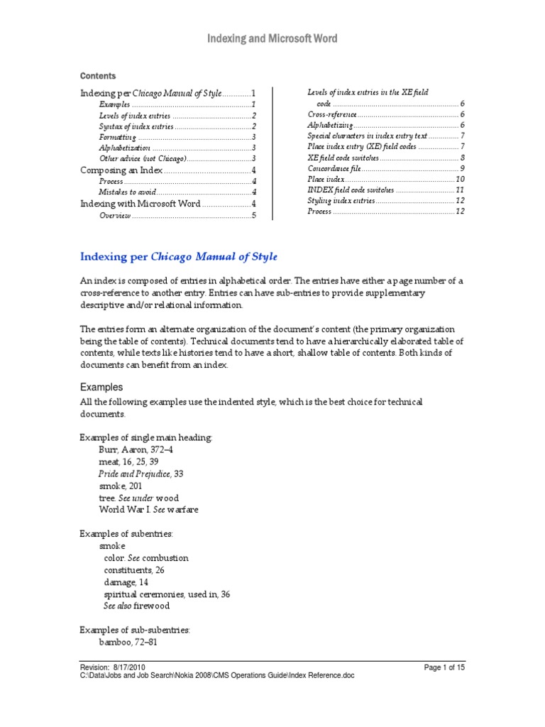 Indexing and Word | PDF
