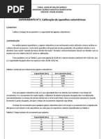 Experimento 1 Calibração de equipamentos volumetricos