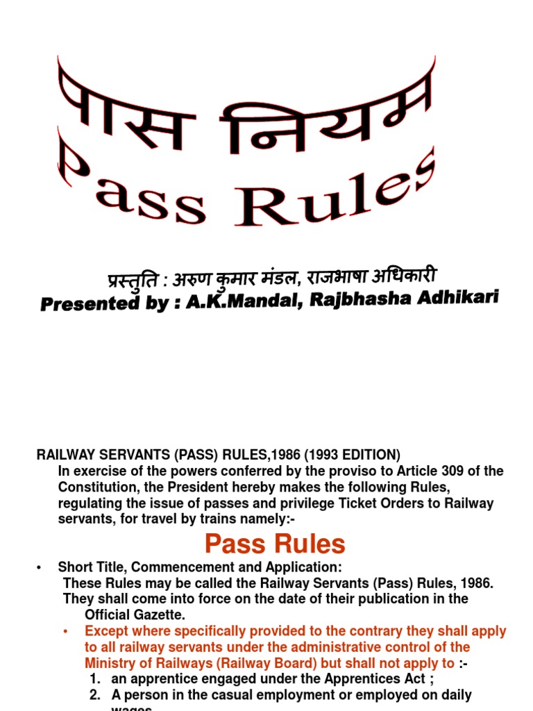 Pass Rules PDF Rail Transport Transport