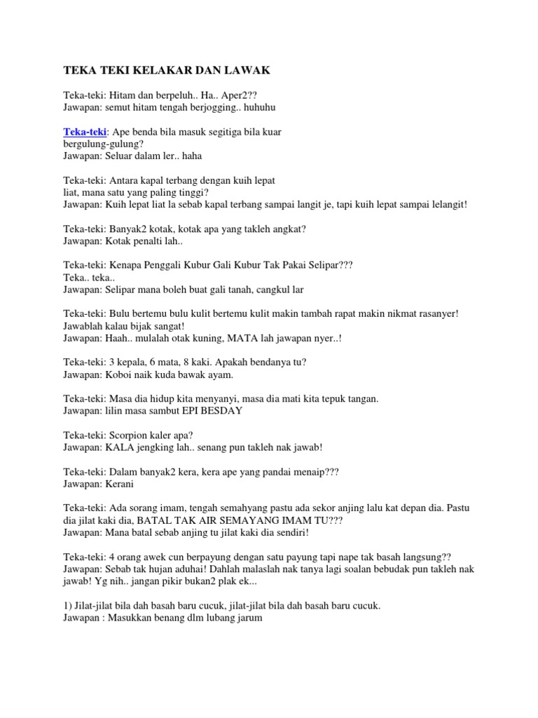 Teka Teki Kelakar Dan Lawak Pdf