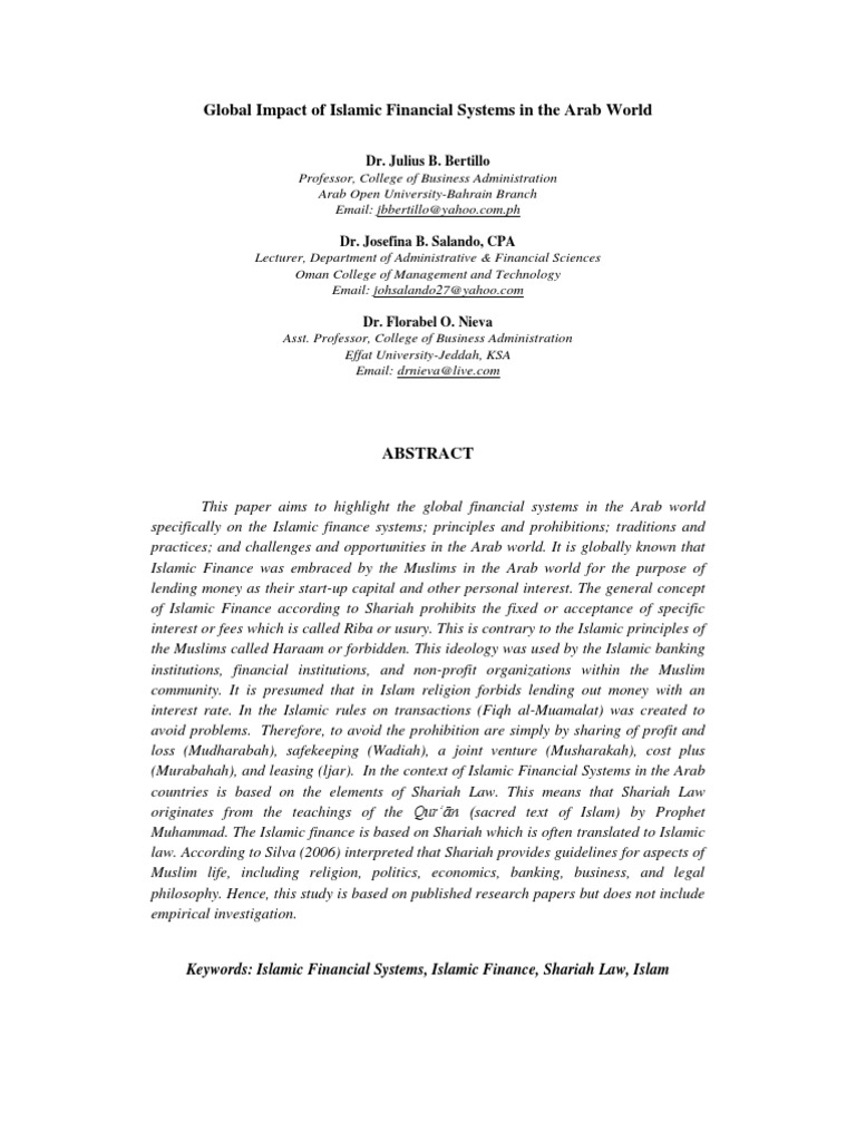 financial impact meaning in arabic