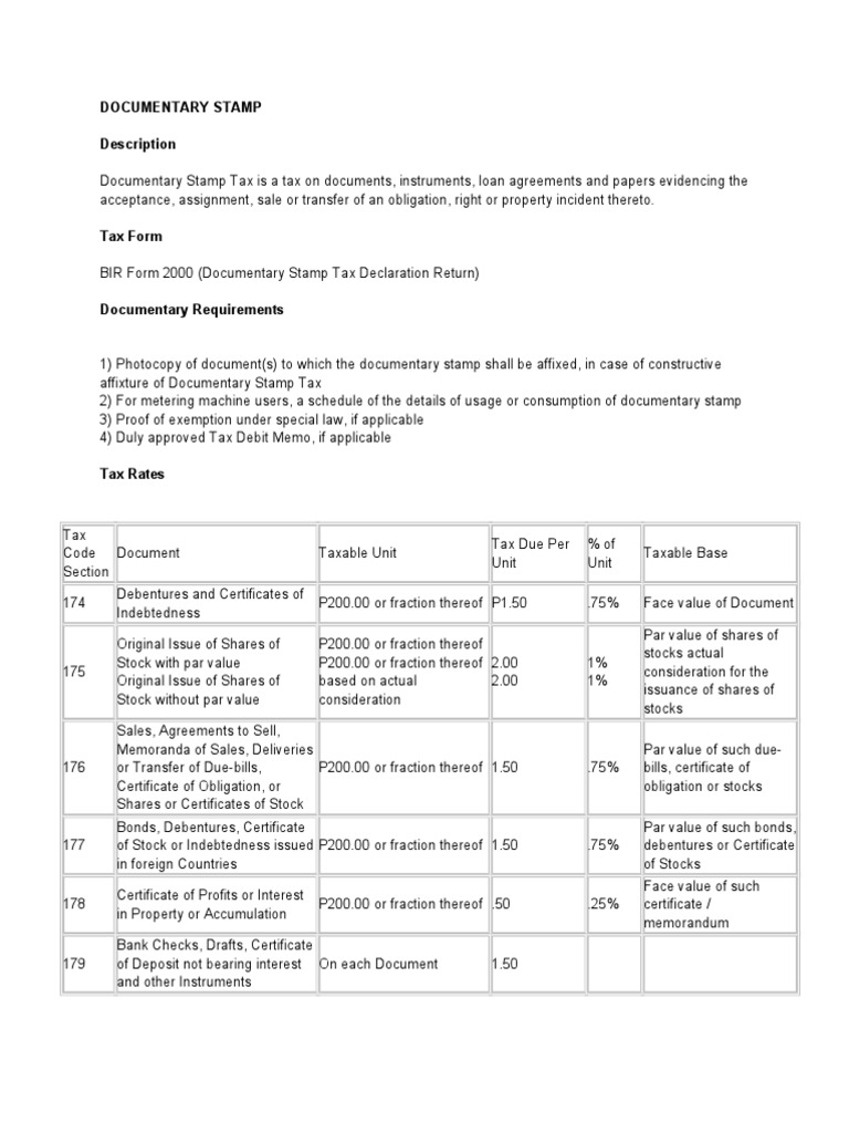 Documentary Stamp | PDF | Negotiable Instrument | Taxes