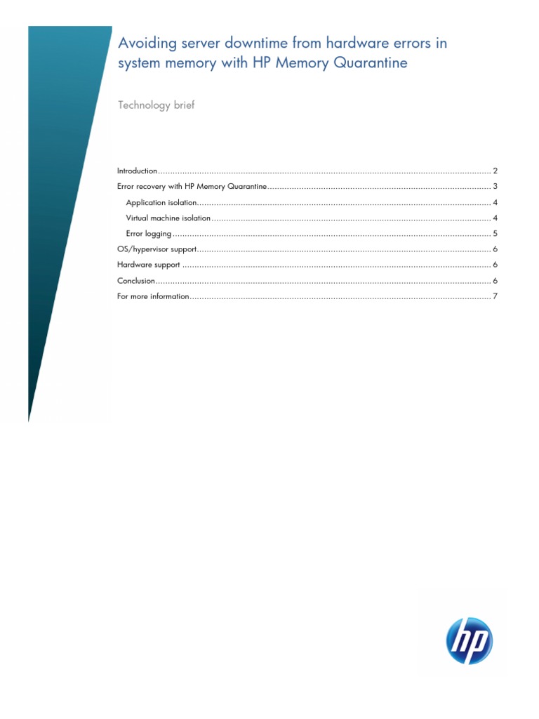 Avoiding Server Downtime From Hardware Errors in System Memory With HP ...