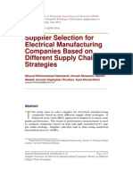 Supplier Selection for Electrical Manufacturing Companies Based on Different Supply Chain Strategies