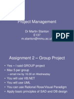 Project Management: DR Martin Stanton E137 M.stanton@mmu - Ac.uk