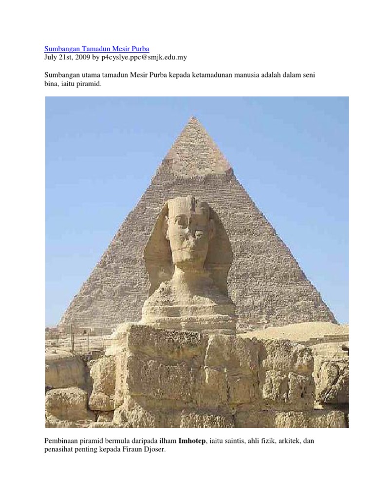 Sumbangan Tamadun Mesir Purba Pdf