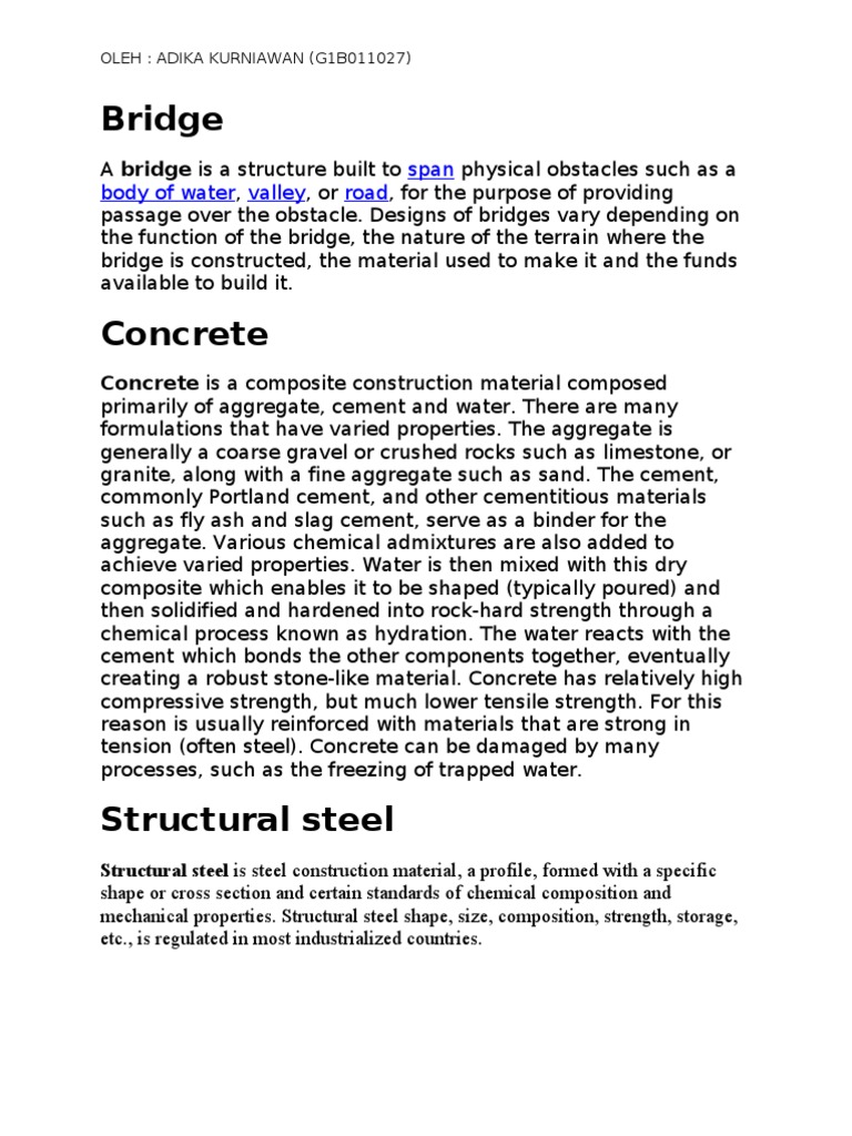 Bridge Construction Materials Explained | PDF | Technology & Engineering