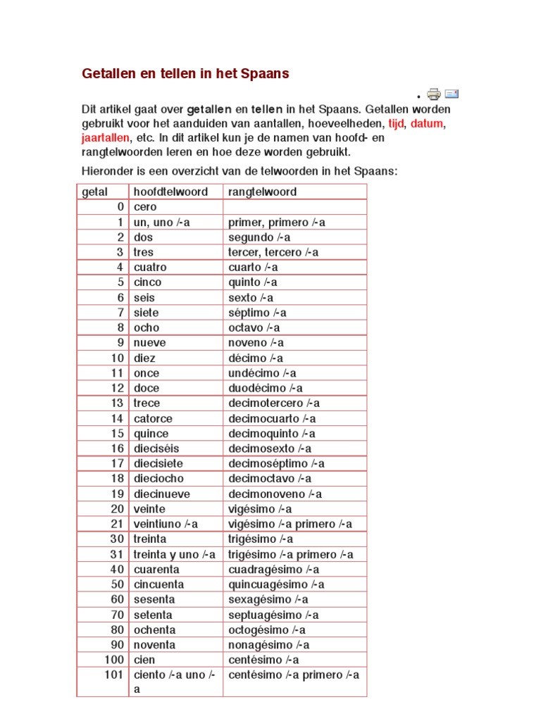 levend relais Prestatie Getallen en Tellen in Het Spaans | PDF