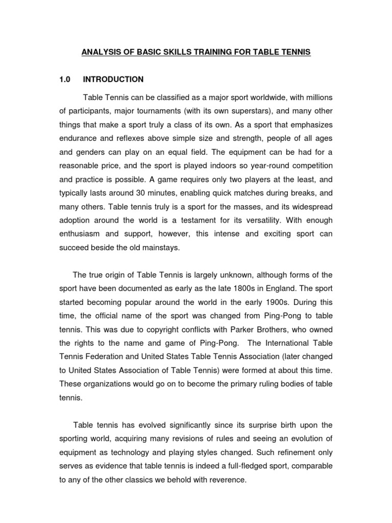 Analysis of Basic Skills Training For Table Tennis | PDF | Table Tennis ...