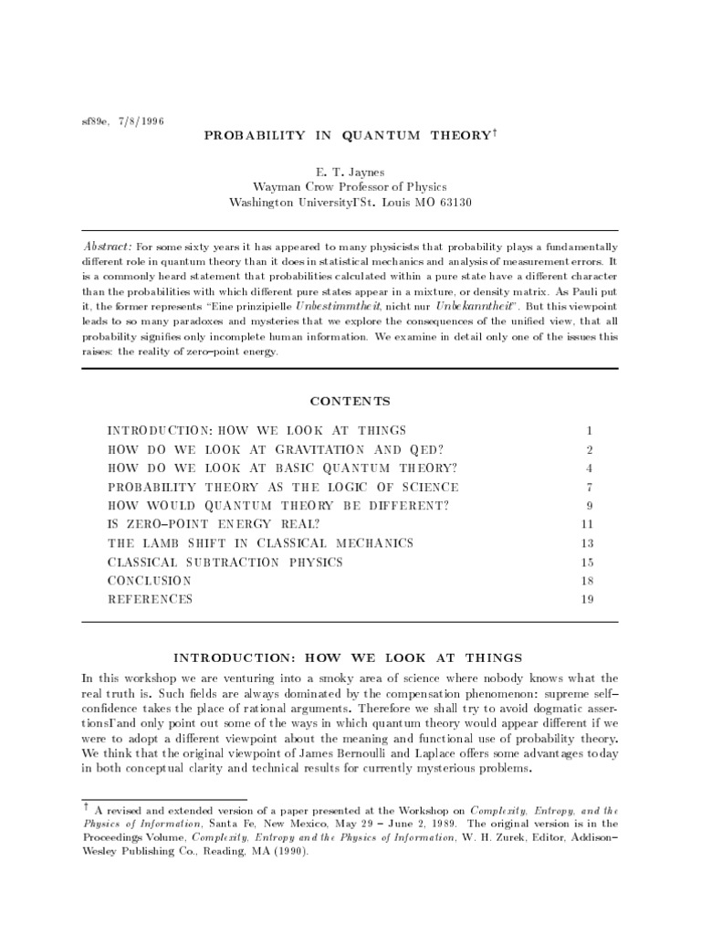 Probability in Quantum | PDF | Reality | Quantum Electrodynamics