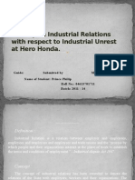 A Study On Industrial Relations With Respect To Industrial Unrest at Hero Honda