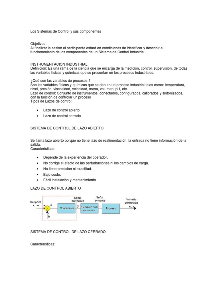 Componentes del Sistema de Control | PDF | Sistema de control ...