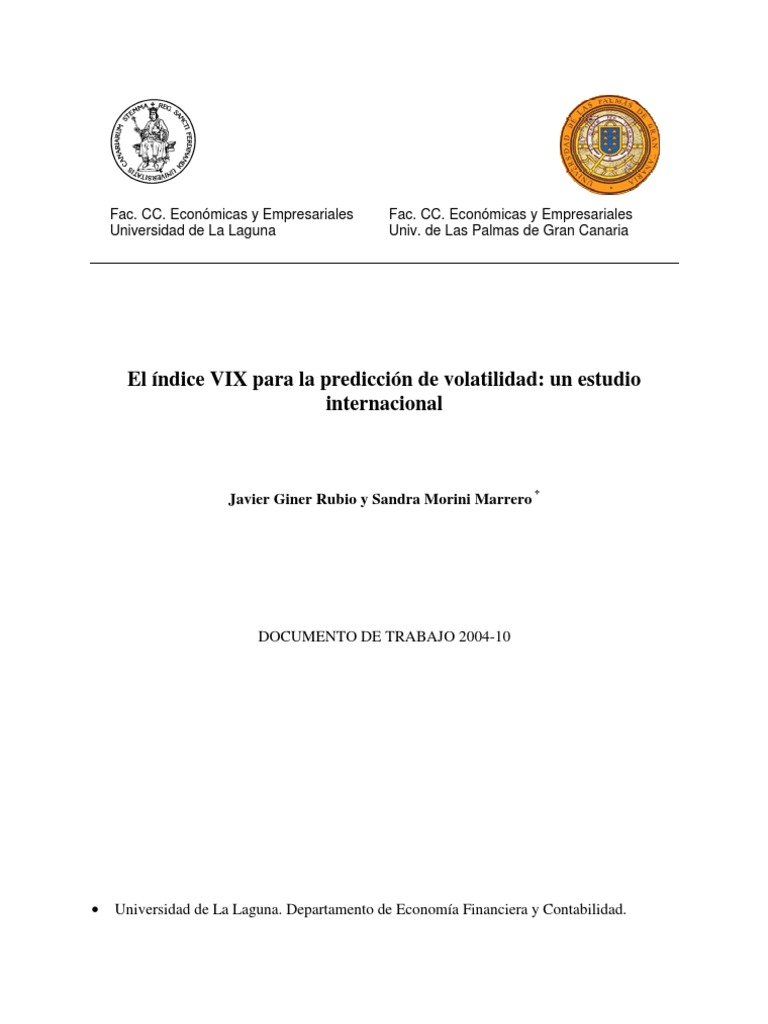 VIX Estudio Sobre Su Prediccion Opción (Finanzas) Contratos de futuros