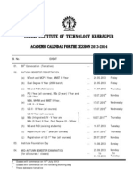 Academic Calendar 2013 Iit KGP