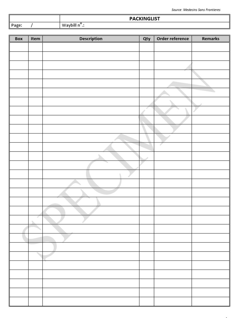 Log 2 6 Warehouse Template Packing List MSF | PDF | Finance & Money ...