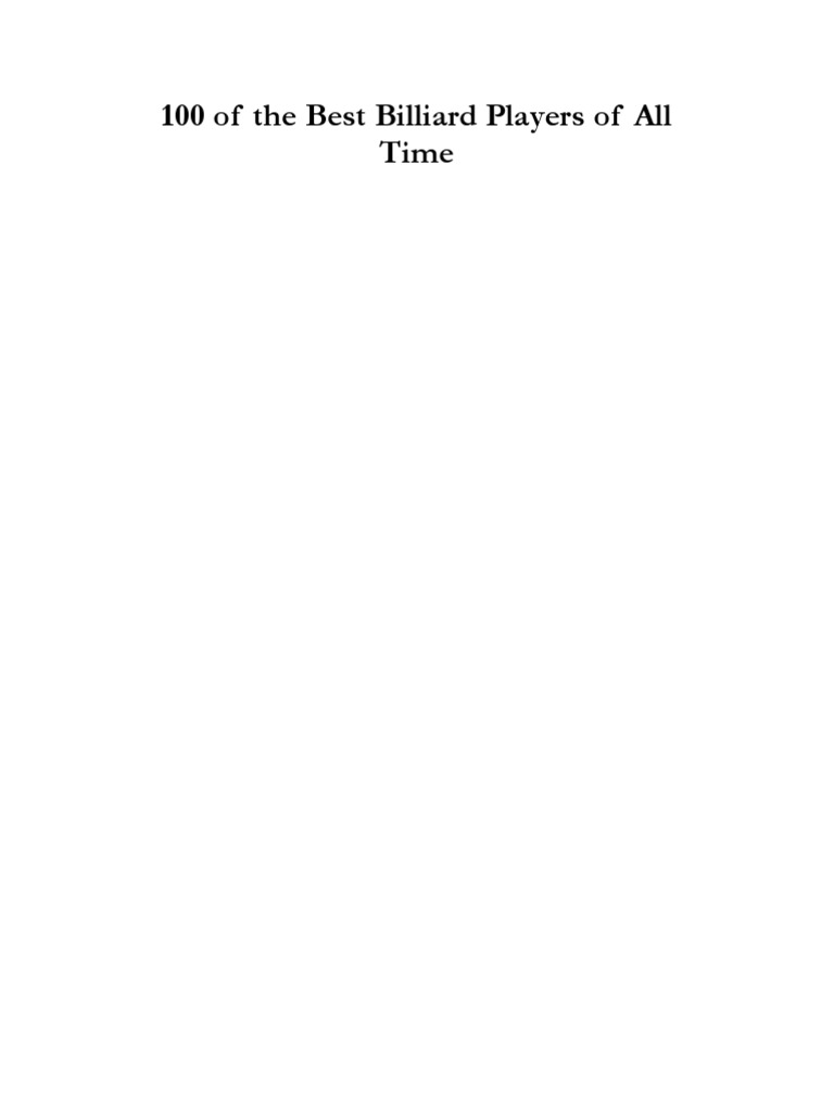 100 of The Best Billiard Players of All Time | PDF | File Format ...
