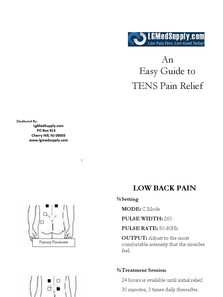 Electrode Placement Chart Pain Knee