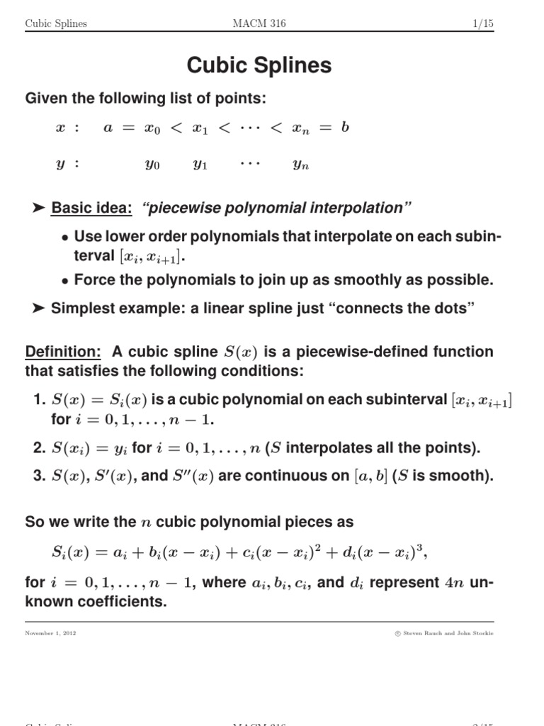 Cubic Spline 1 Interpolation Spline Mathematics