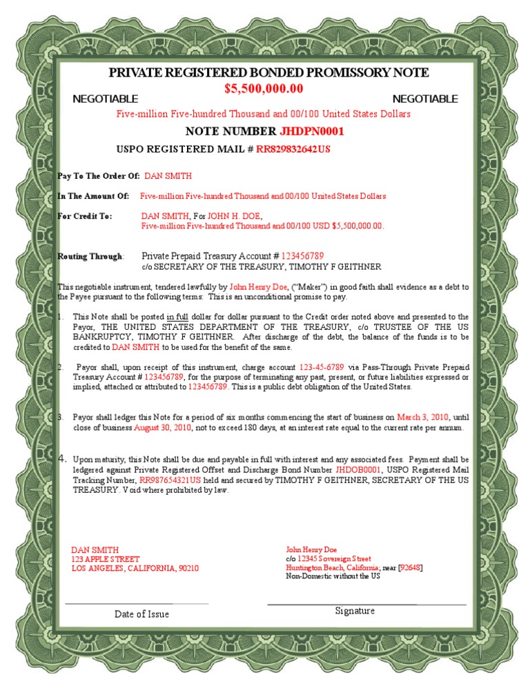 Private Registered Bonded Promissory Note | PDF