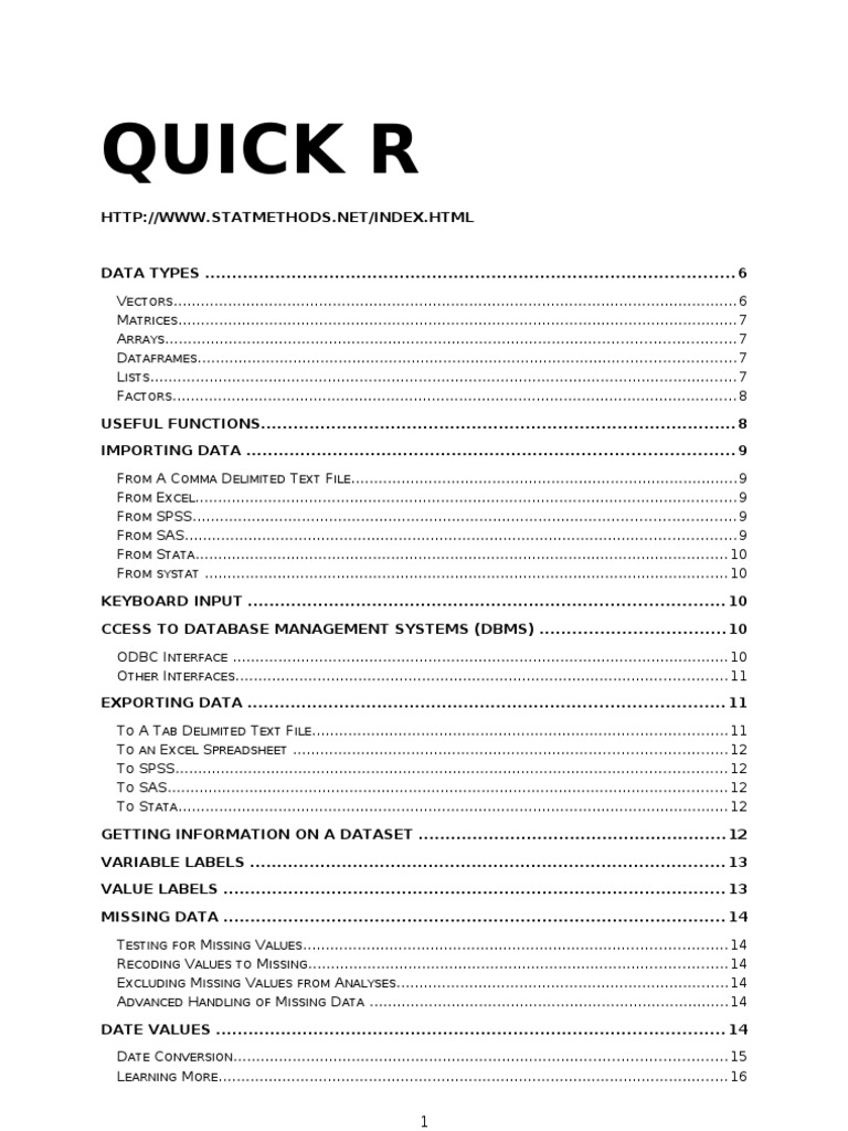 Quick R PDF Spss Databases