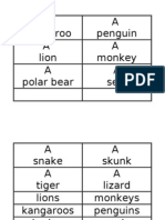 A Kangaroo A Penguin A Lion A Monkey A Polar Bear A Seal