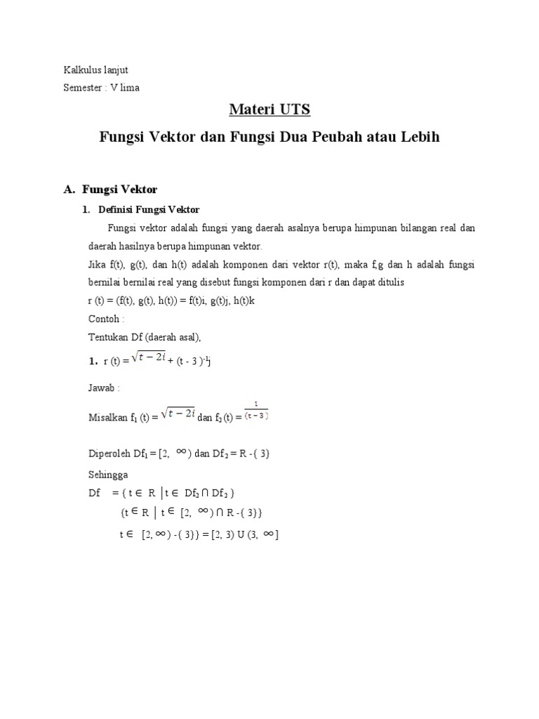 Contoh Latihan Soal Kalkuluas Dasar Materi Fungsi Riel